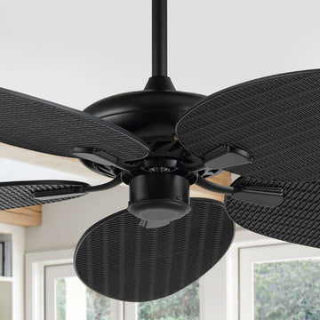 Raffles 52" Bohemian Industrial Iron/Plastic Mobile-App/Remote-Controlled 6-Speed Palm Blade Ceiling Fan - JONATHAN Y